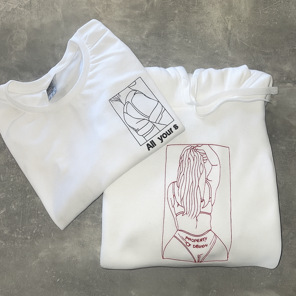 Custom Embroidered Sweatshirt – Personalized Sexy Portrait Gift for Him