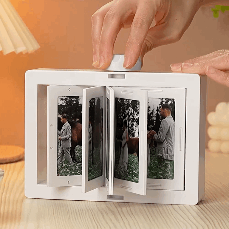 Personalized Rotating Photo Frame Carousel Custom Photo Desktop Photo Reel Flip & Spin Photo Box 2025 Christmas Gifts - Get Photo Blanket