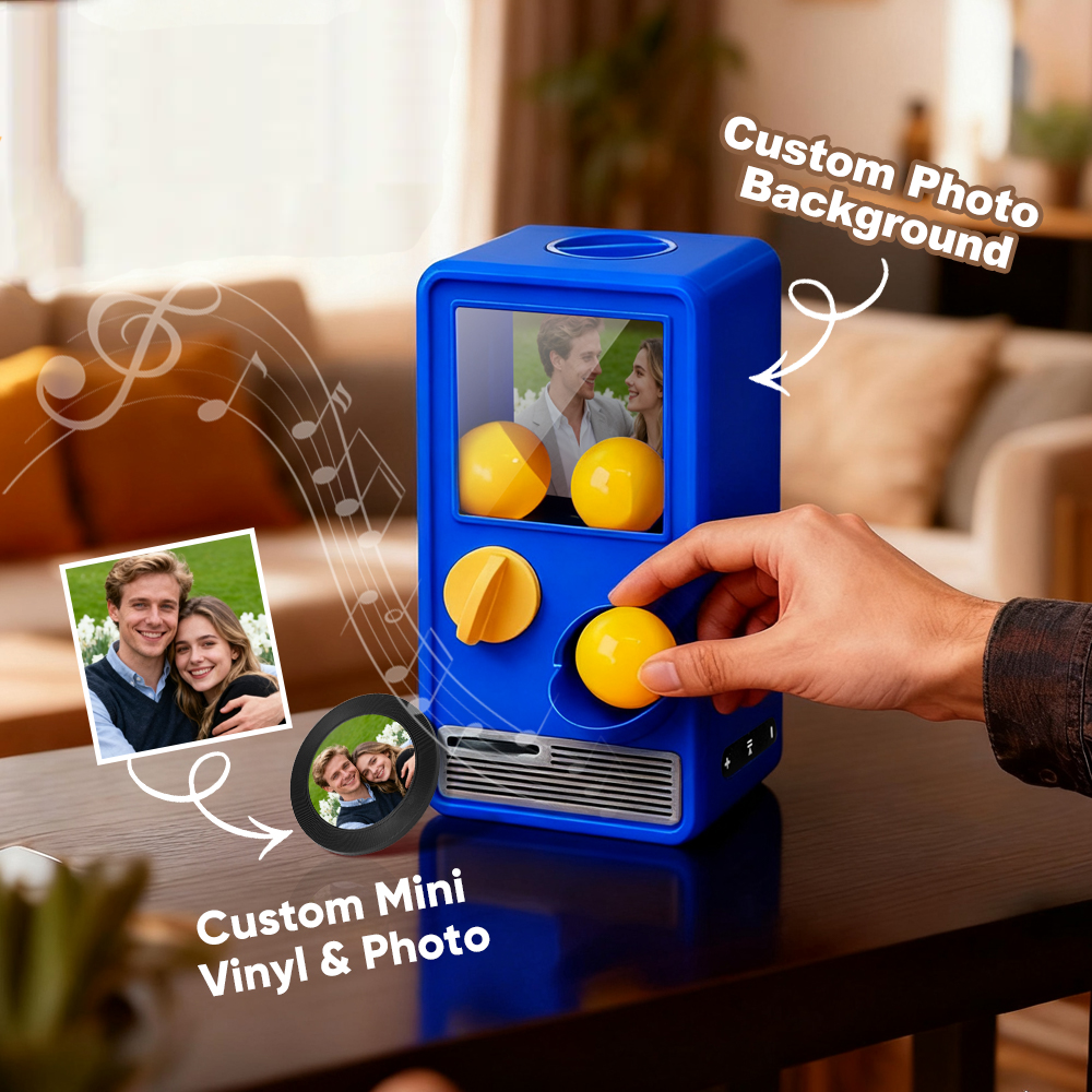 Personalized Music and Photo Music Gachapon Machine Custom Song Mini Record Box Retro Gifts for Her