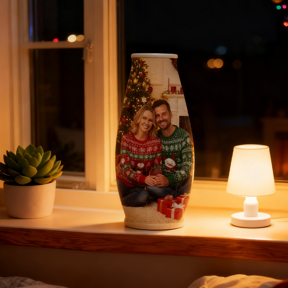 Custom Photo 3D Puzzle Vase DIY Flower Arrangement Ornament with Light Home Decoration Christmas Gift Toy - Get Photo Blanket