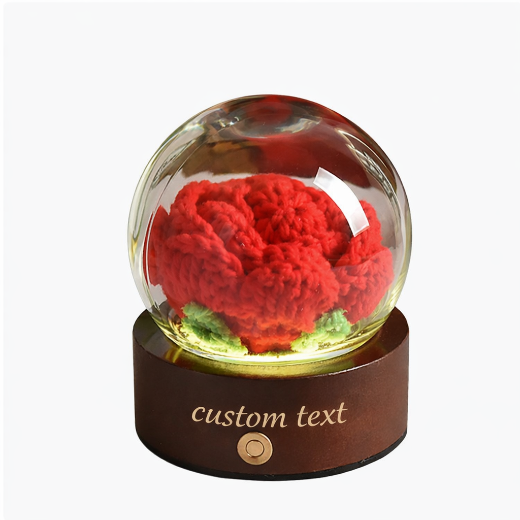 Custom Romantic LED Crocheted Rose – Glowing Knit Flower for Valentine’s Day