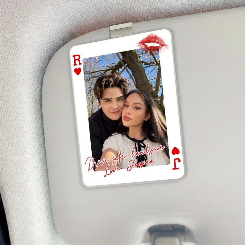 Personalized Car Photo Holder – Custom Sun Visor Clip | Couple Gift Mother's Or Father's Day Gift