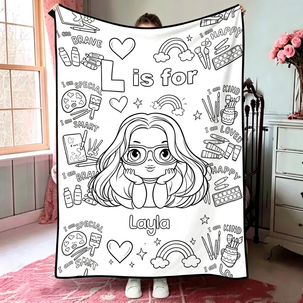 DIY Drawing Blanket Kid Art Dream with 24 Colors Markers Doodle Your Own Blankets Customizable Washable Art Blankets for Kids