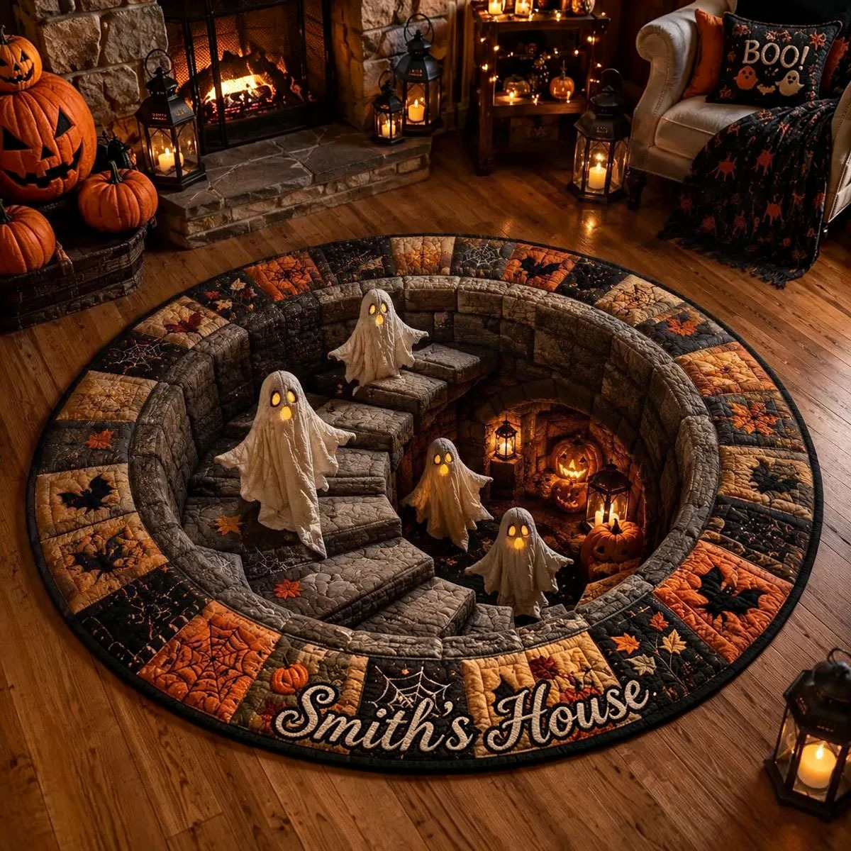 3D Pumpkin Reaper Halloween Rug