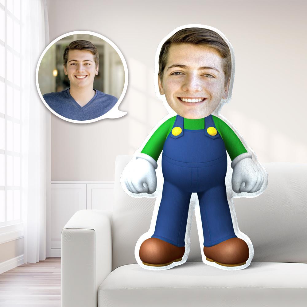 Luigi Costume Personalized Photo My face on Pillows Custom Minime Dolls Gag Gifts Toys