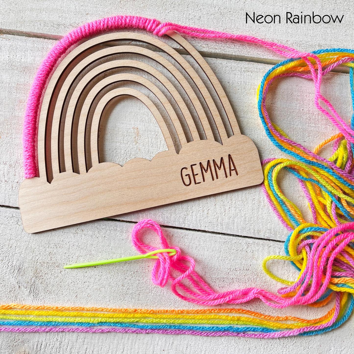 Personalized Rainbow Craft Kit - Yarn & Tool included