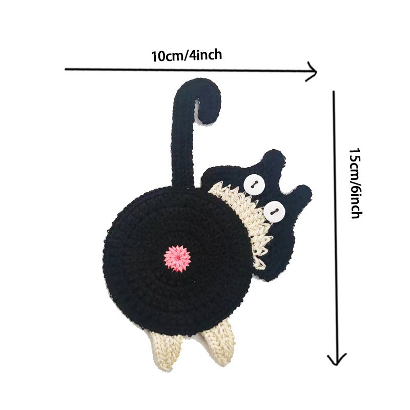 Handmade Crochet Cat Butt Coasters Eco-Friendly Home Decor