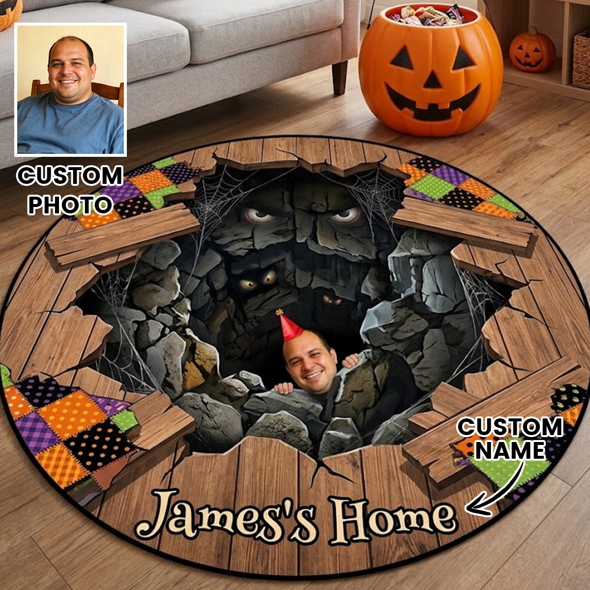 3D Pumpkin Reaper Halloween Rug