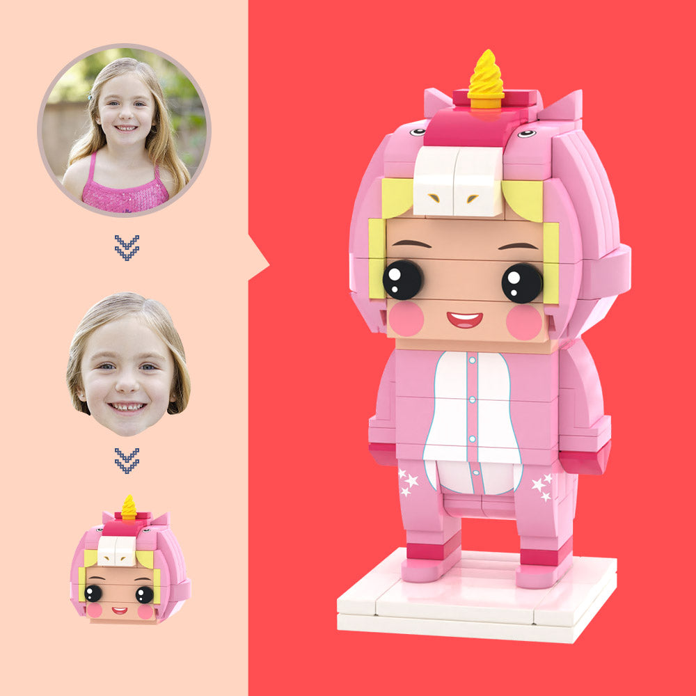 Custom Pink Unicorns Custom Head Figures Small Particle Block Toy Customizable Brick Art Gifts