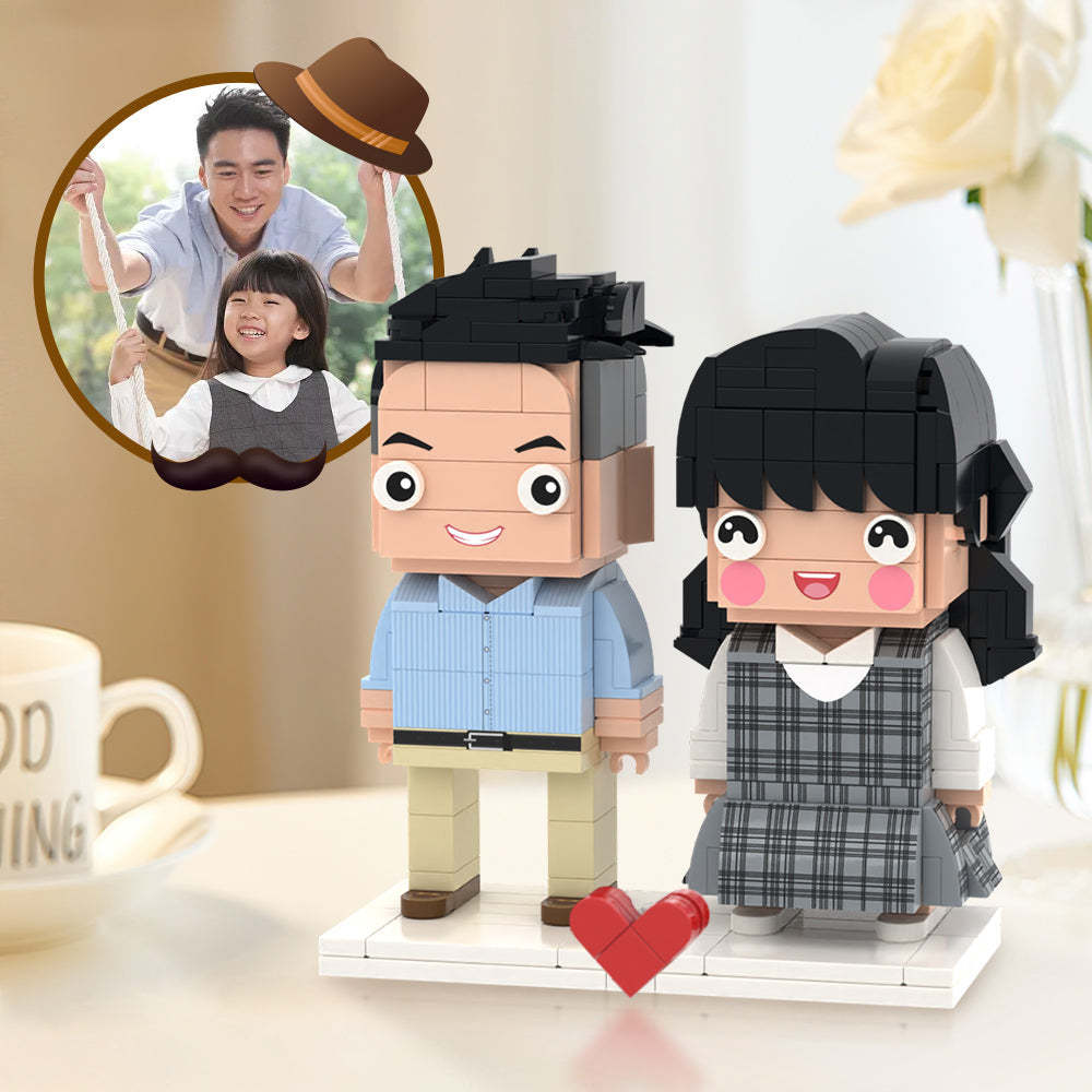 Fun Father's Day Gifts Full Custom 2 People Brick Figures Custom Brick Figures Small Particle Block Toy - Get Photo Blanket