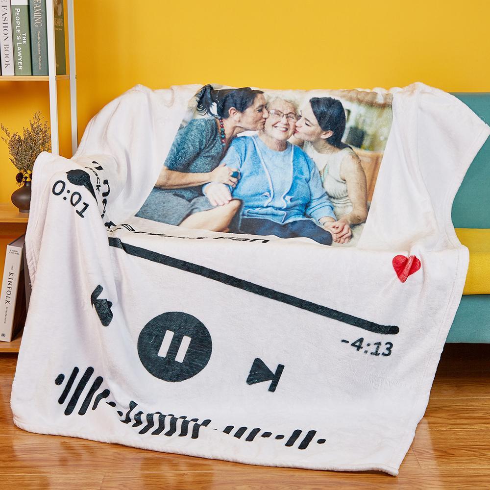 Custom Music Art Gifts Custom Music Blanket Personalized Photo Blanket Unique Gift for Her
