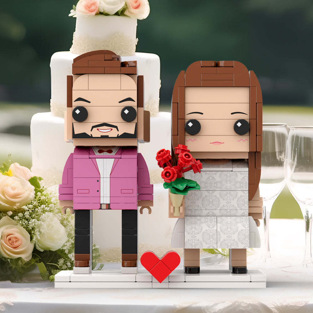 Couple Gift Present For Love Birds Customizable Fully Body 2 People Custom Brick Figures Universal Interlocking Plastic Toy Gift to Remember - Get Photo Blanket