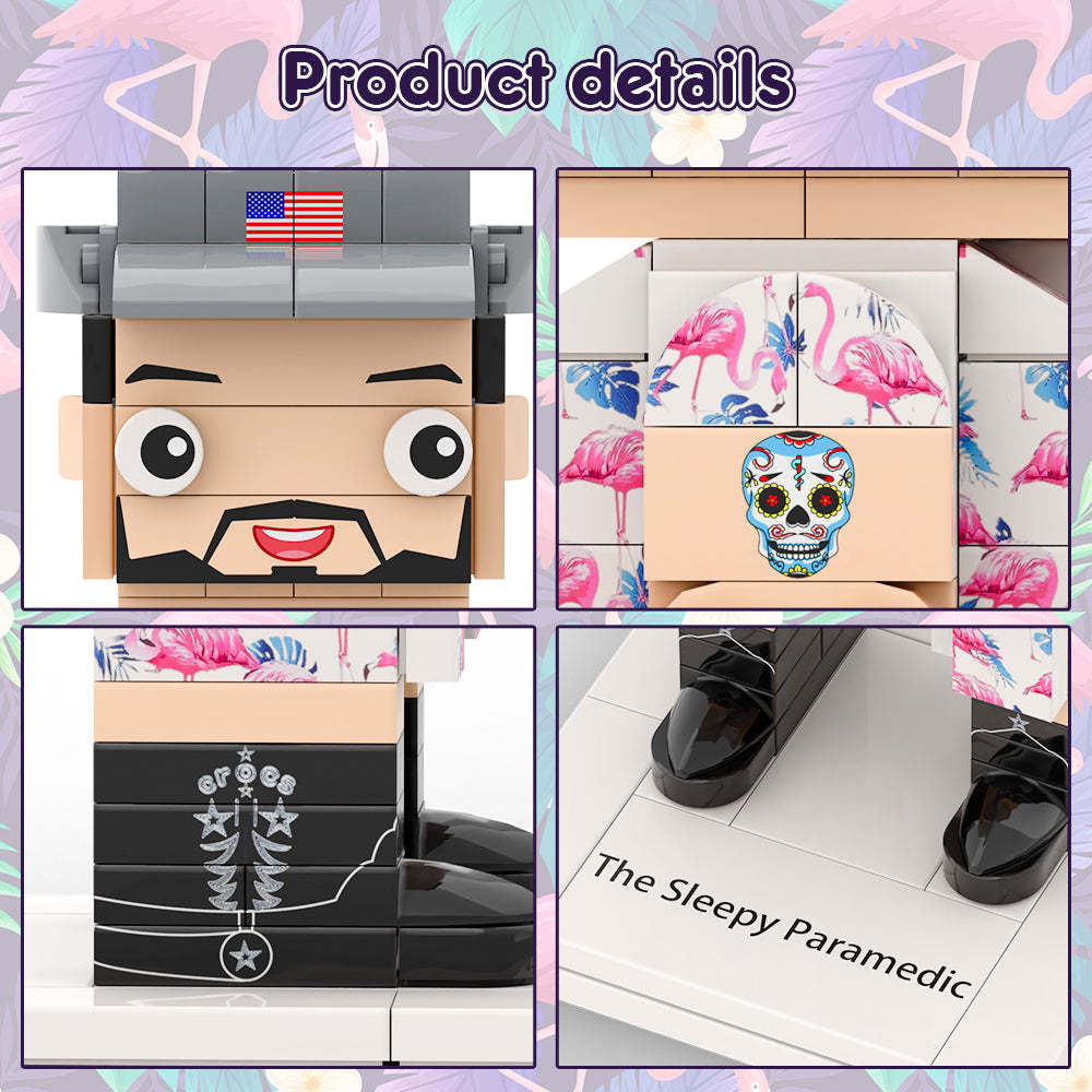The Sleepy Paramedic Recommended Full Body Customizable 1 Person Custom BrickHeads Upgraded Version Small Particle Block Toy For All Brick Figure Lovers Personalized Father's Day Gift - Get Photo Blanket