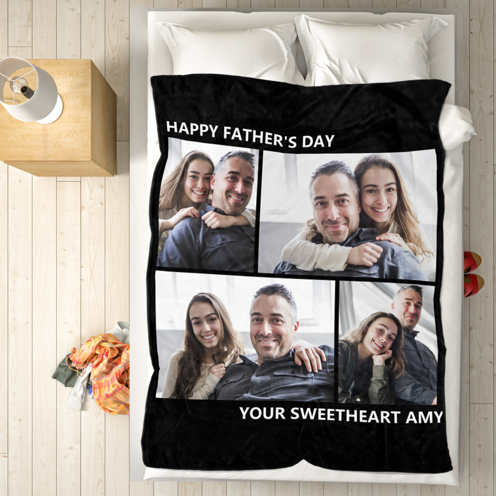Custom Photo Blanket Personalized Gift Blankets For Dad Custom Collage Blankets Special Fathers Day Gifts