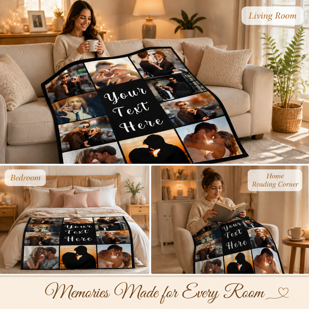 Custom Photo Blanket for Women Men Picture Blanket Throw Blanket, Personalized Anniversary Birthday Gifts For Wife or Couple Gifts