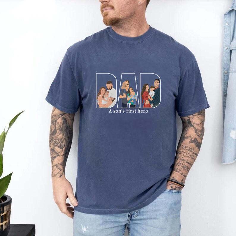 Custom Family Photo Portrait Sweatshirt/T-shirt Embroidered/Printing Hoodie Gift for Dad or Mom