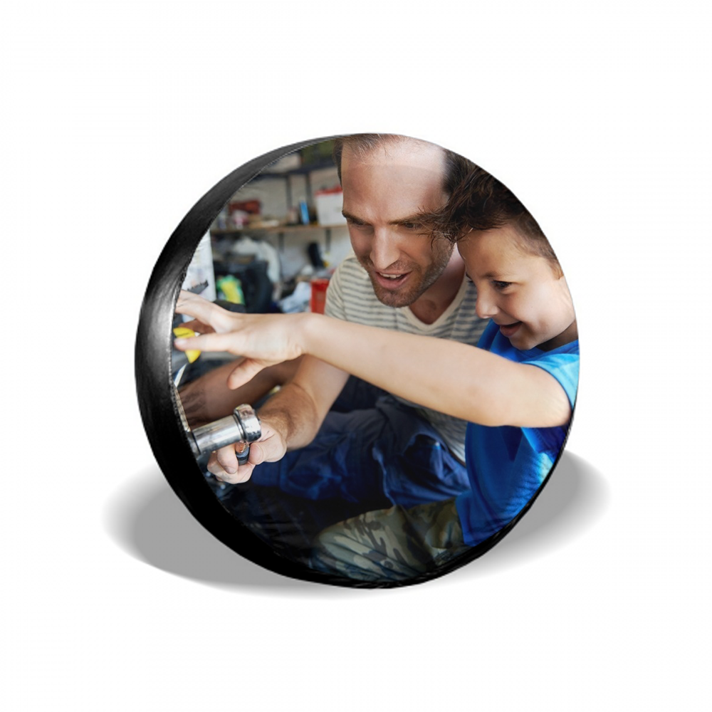 Custom Father and Son Photo On Spare Tire Cover - MyFaceTshirt