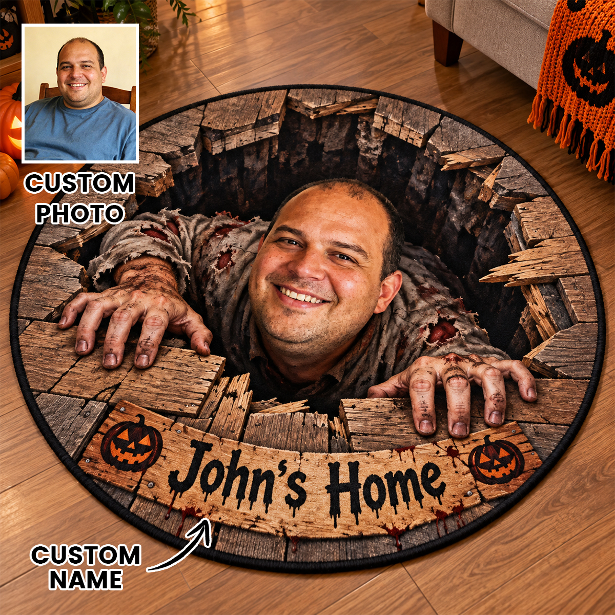 3D Pumpkin Reaper Halloween Rug
