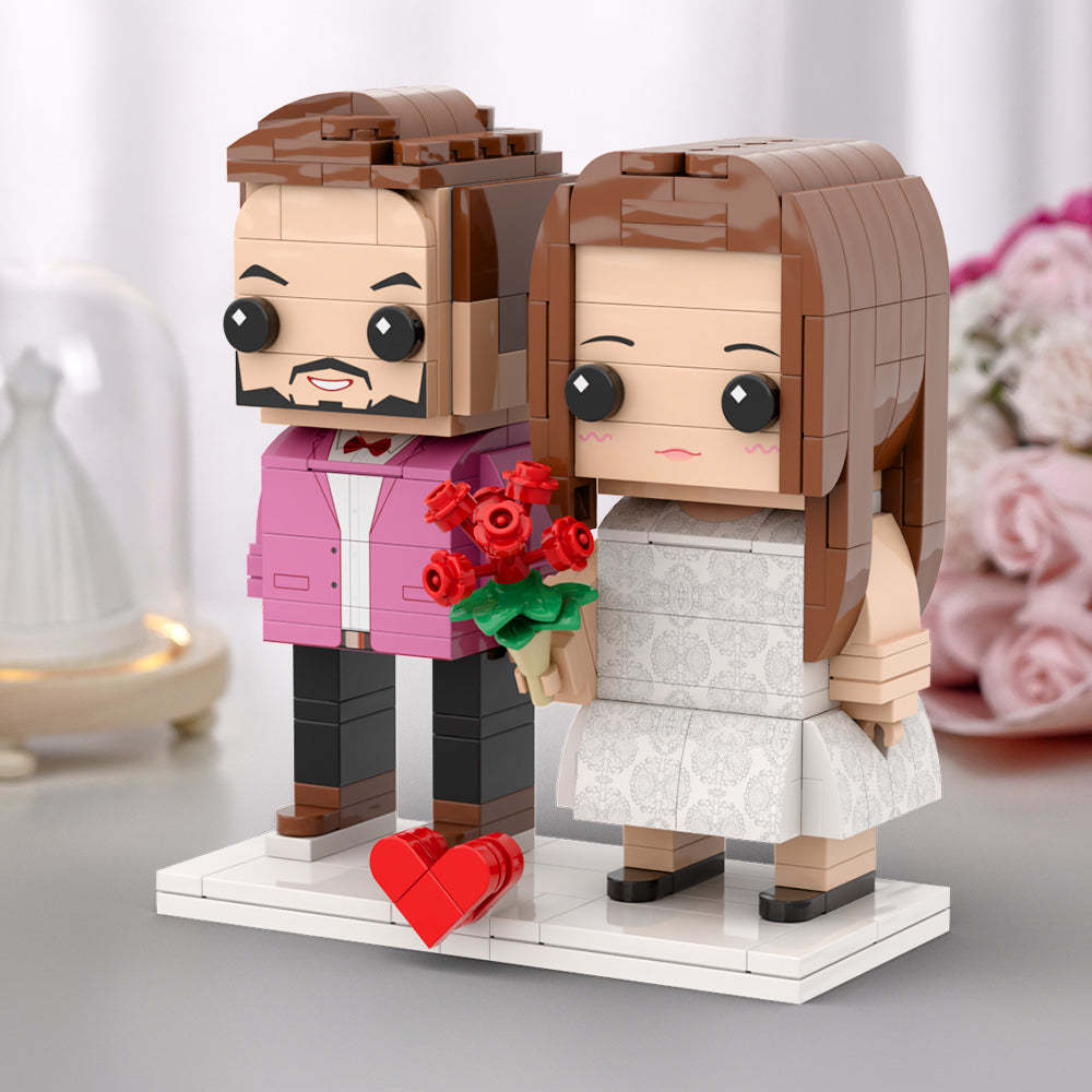 Couple Gift Present For Love Birds Customizable Fully Body 2 People Custom Brick Figures Universal Interlocking Plastic Toy Gift to Remember - Get Photo Blanket