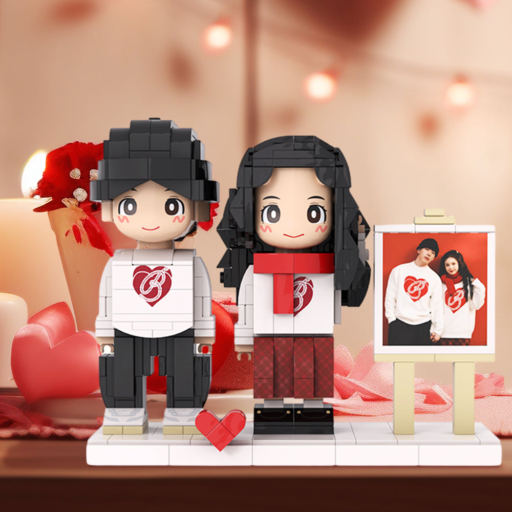 Creative Gifts For Couples: Customized Double Duddu Brick Figures Picture Frames, Personalized Birthday Gifts And Duddu Brick Figures