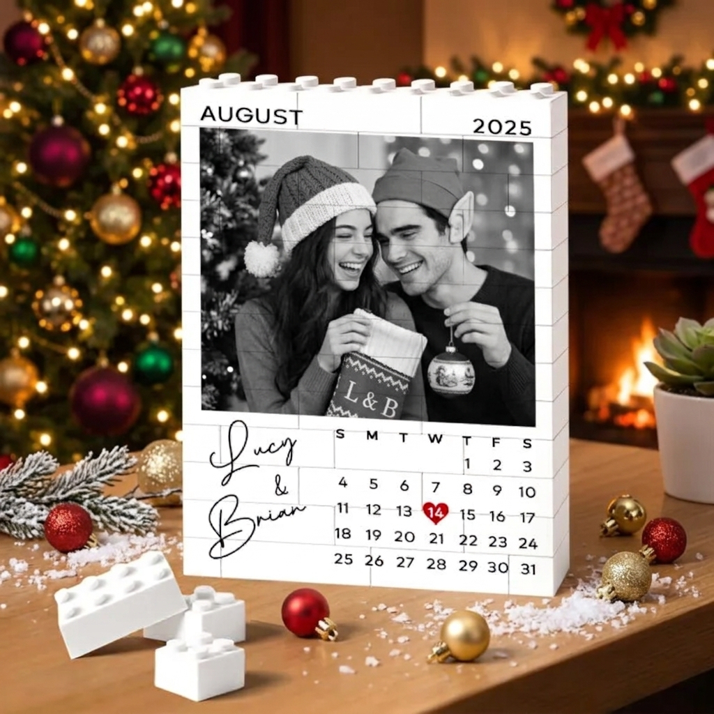Custom Photo Brick Puzzle Frame - Personalized Christmas Gift for Couples & Family