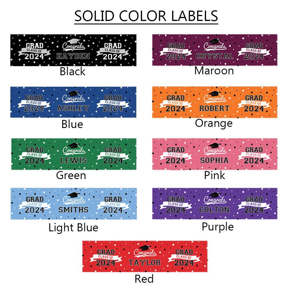 Personalized Class of 2024 Waterproof Graduation Water Bottle Labels Stickers with Name Set of 20 Gift for Graduates