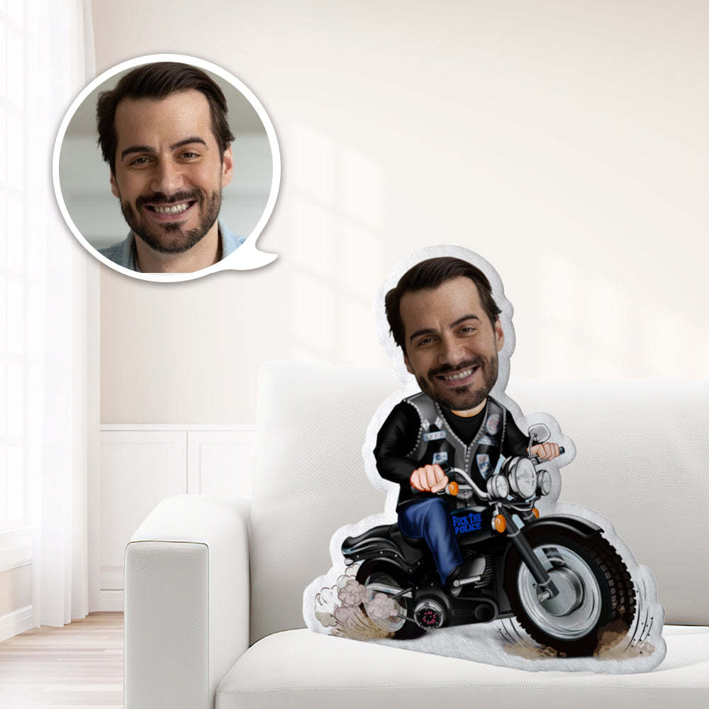 Custom Motorcycle Man Toys Personalized Photo Face Dolls My face on Pillows Unique Personalized Throw Pillow A Truly Cool Gift