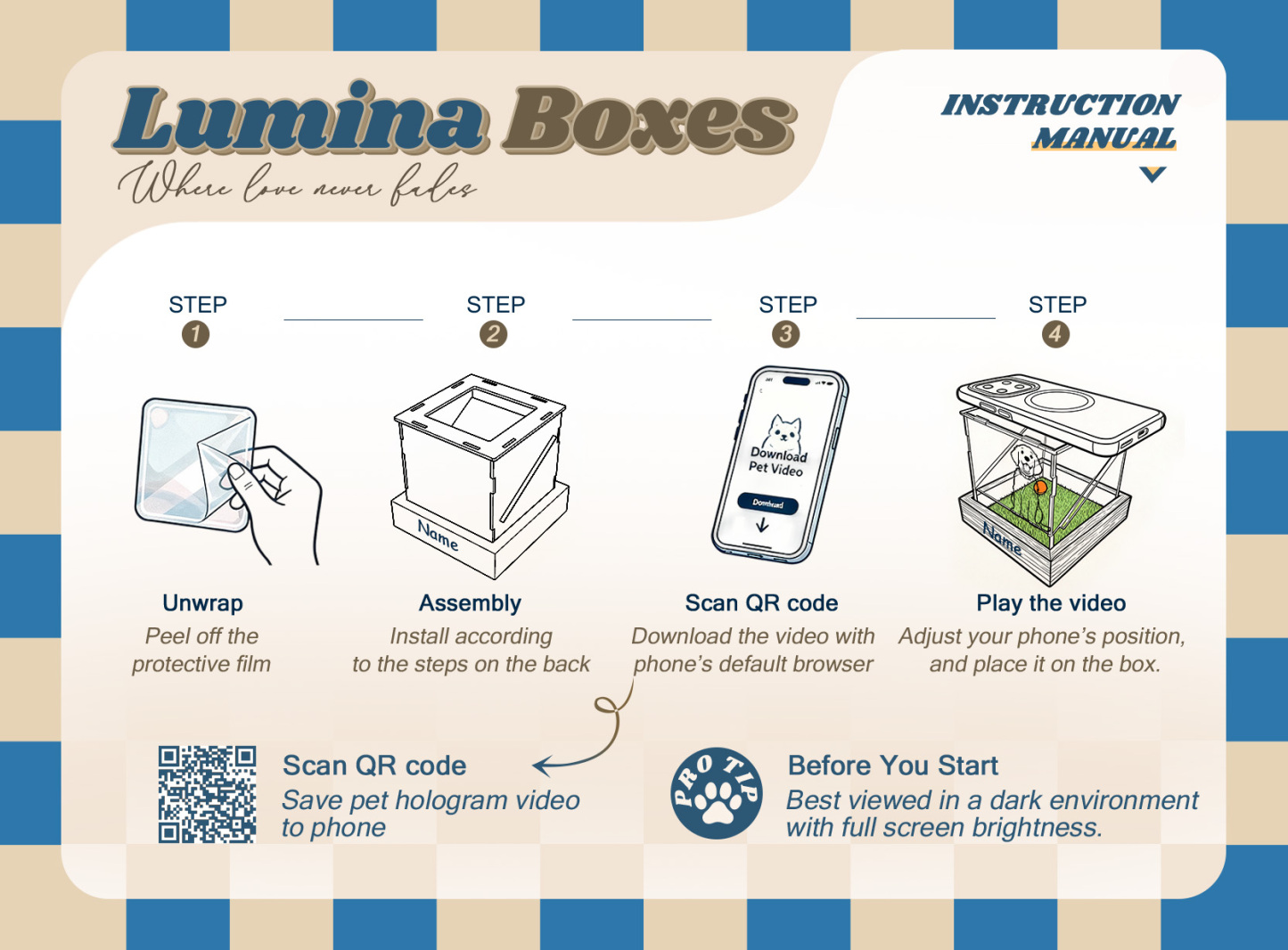 Lumina Boxes Custom Pet Digital Hologram House with Wooden Base - Get Photo Blanket