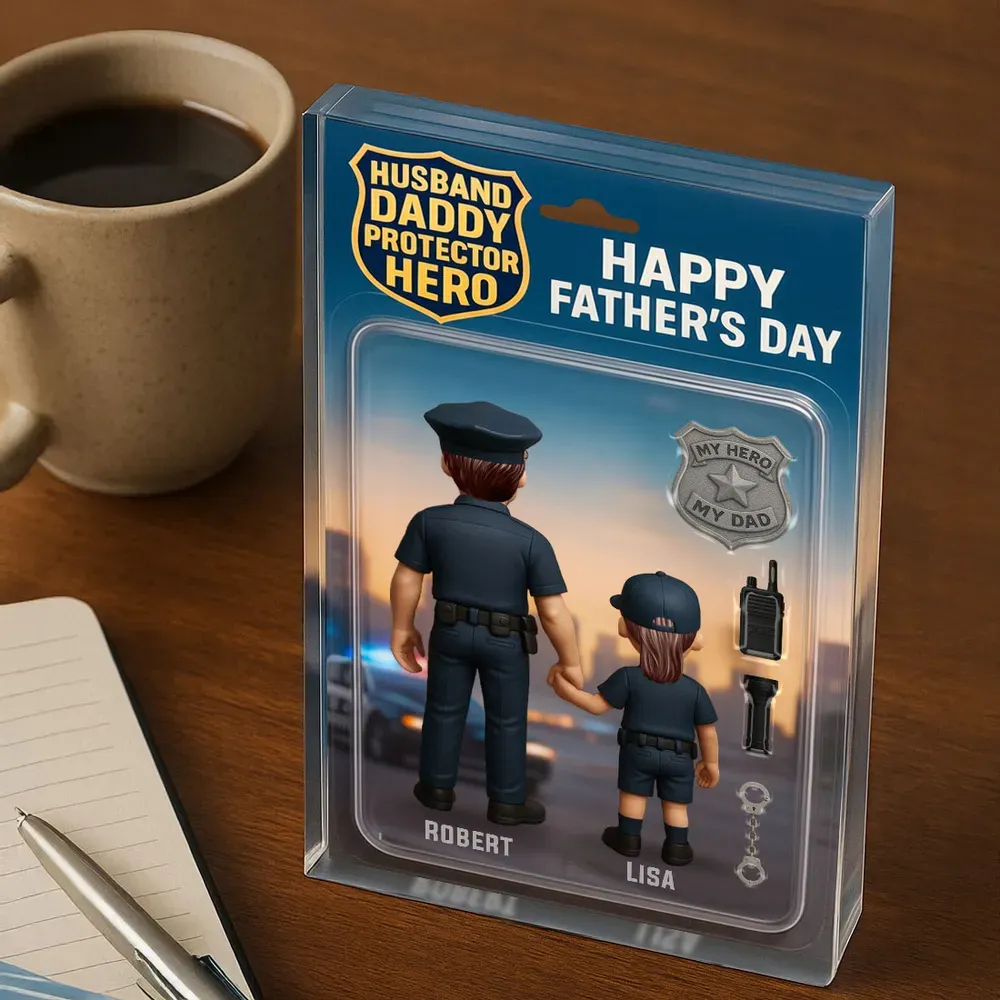 Personalized Acrylic Block Plaque Husband Daddy Protector Hero Custom Police Figure Perfect Father's Day Gift for Dad or Husband - Get Photo Blanket