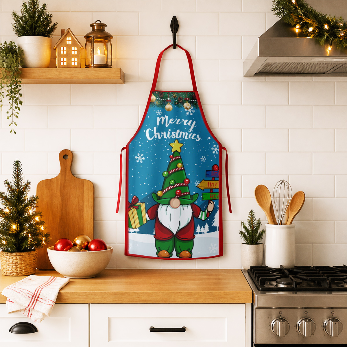 Christmas Party Apron with Fun Holiday Prints – Festive Cooking and Baking Outfit for Family Fun and Seasonal Celebrations
