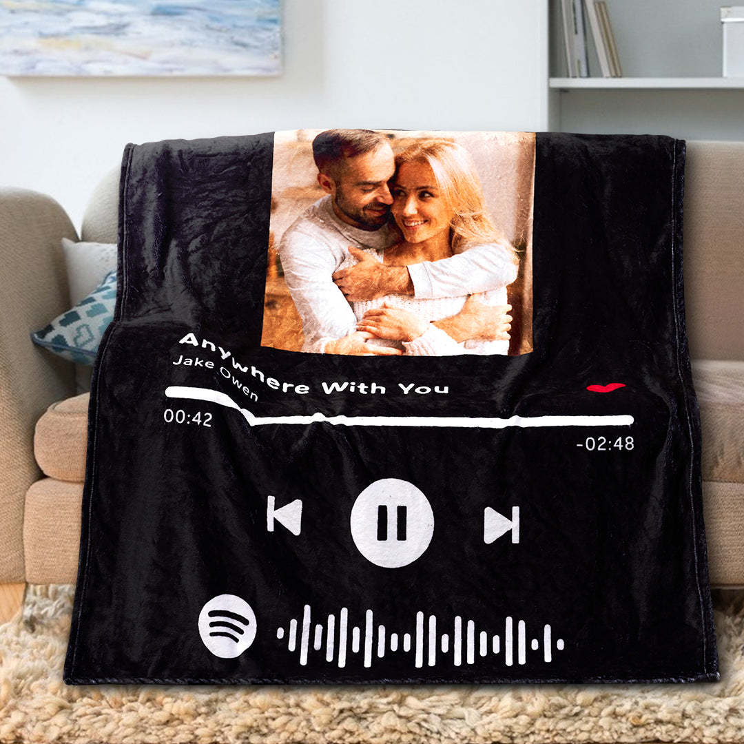 Custom Spotify Music Blanket Personalized Photo Blanket Custom Music Art Gfits Unique Gift for Her
