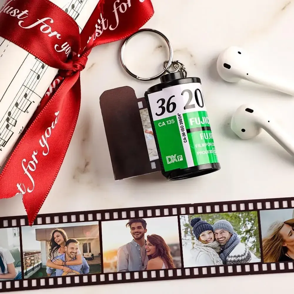 Custom Photos Camera Film Roll Keychain Anniversary Gifts Custom Spotify Code Keychain Gifts For Her/Him