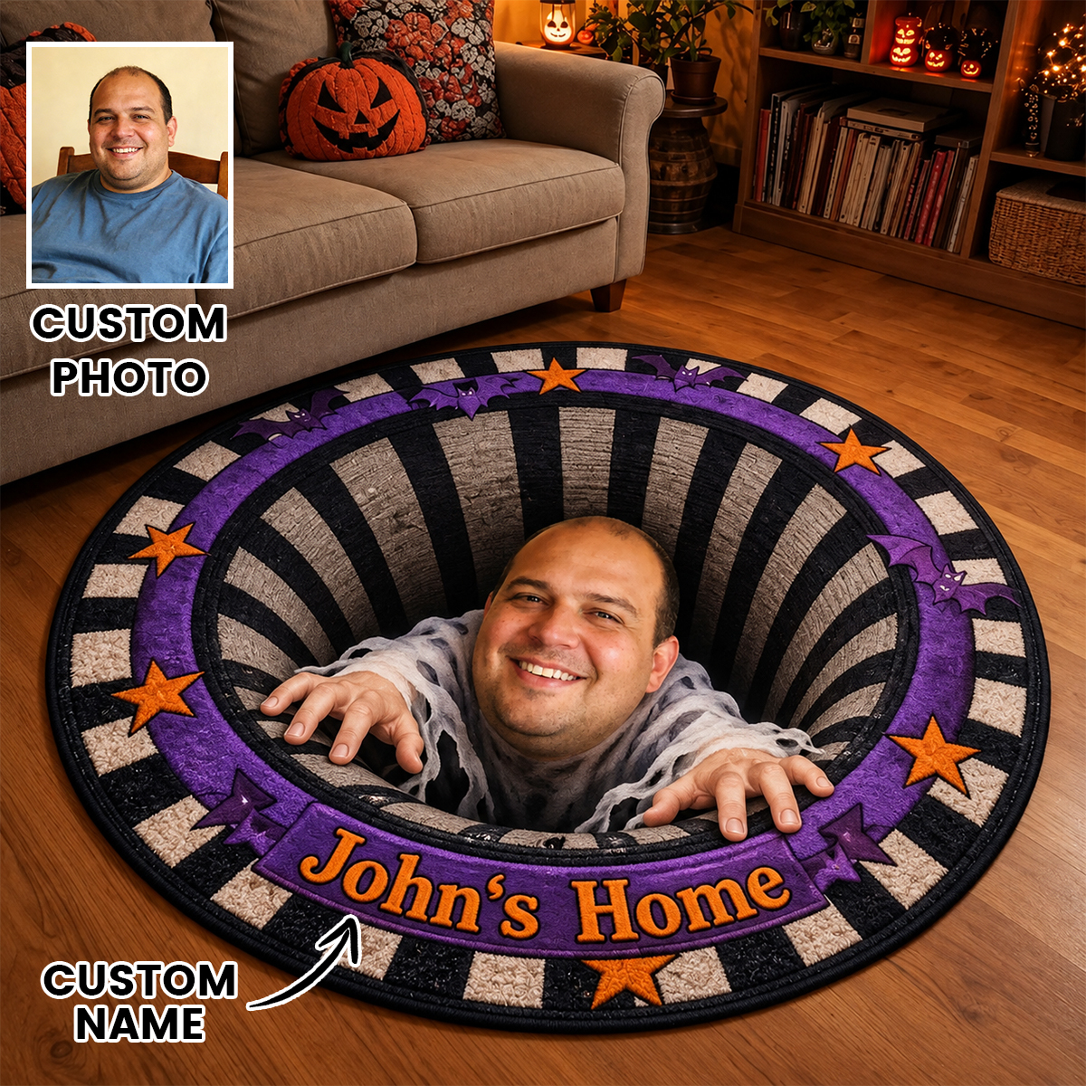 3D Pumpkin Reaper Halloween Rug
