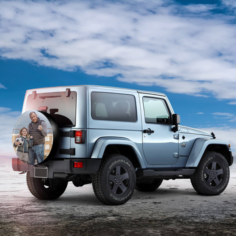 Custom Father and Daughter Photo On Spare Tire Cover - MyFaceTshirt