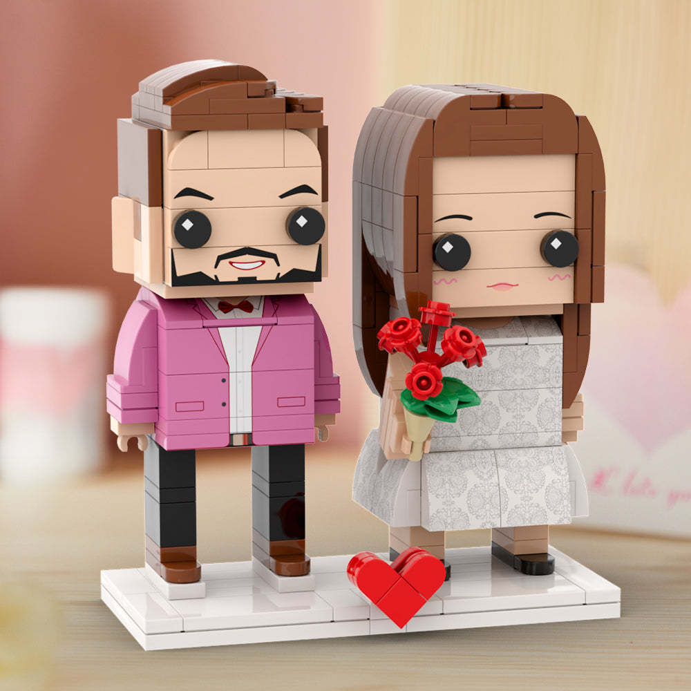 Couple Gift Present For Love Birds Customizable Fully Body 2 People Custom Brick Figures Universal Interlocking Plastic Toy Gift to Remember - Get Photo Blanket