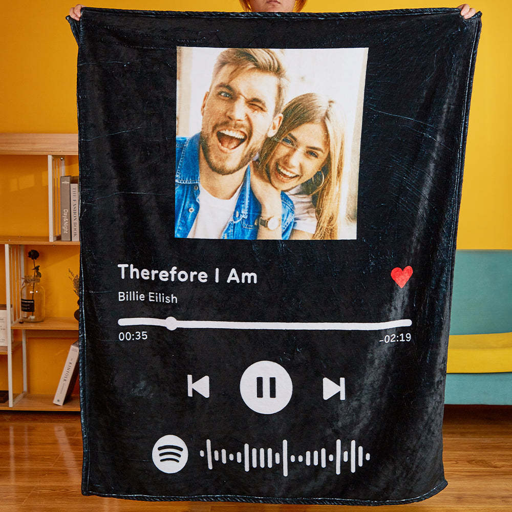 Custom Music Art Gfits Personalized Spotify Music Blanket Personalized Photo Blanket  Unique