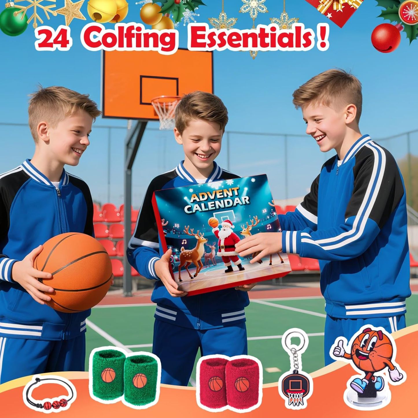 Advent Calendar Basketball for Boys Girls Teens Surprise Box Basketball Accessories Decoration Christmas Countdown Gifts