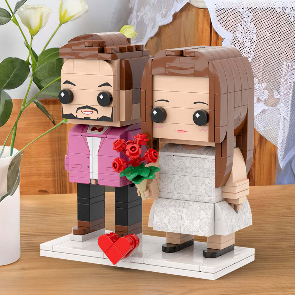 Couple Gift Present For Love Birds Customizable Fully Body 2 People Custom Brick Figures Universal Interlocking Plastic Toy Gift to Remember - Get Photo Blanket
