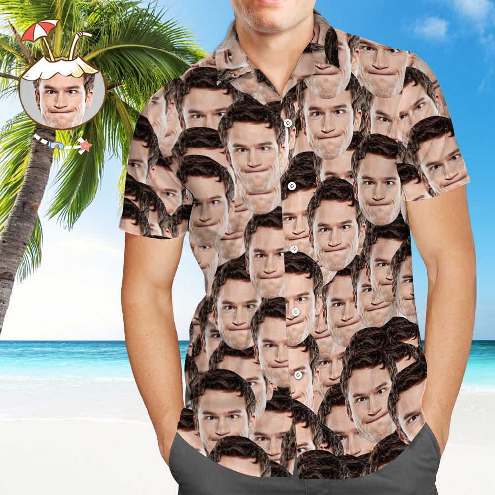 Custom Hawaiian Shirts Face on Hawaiian Shirt Muti-face Design Aloha Beach Shirt For Him - Get Photo Blanket