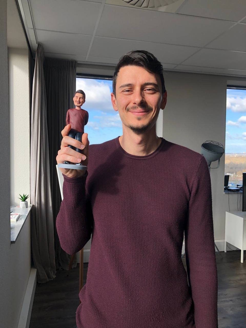 Fully Body Customizable 1 Person Custom Bobbleheads With Engraved Text - Get Photo Blanket