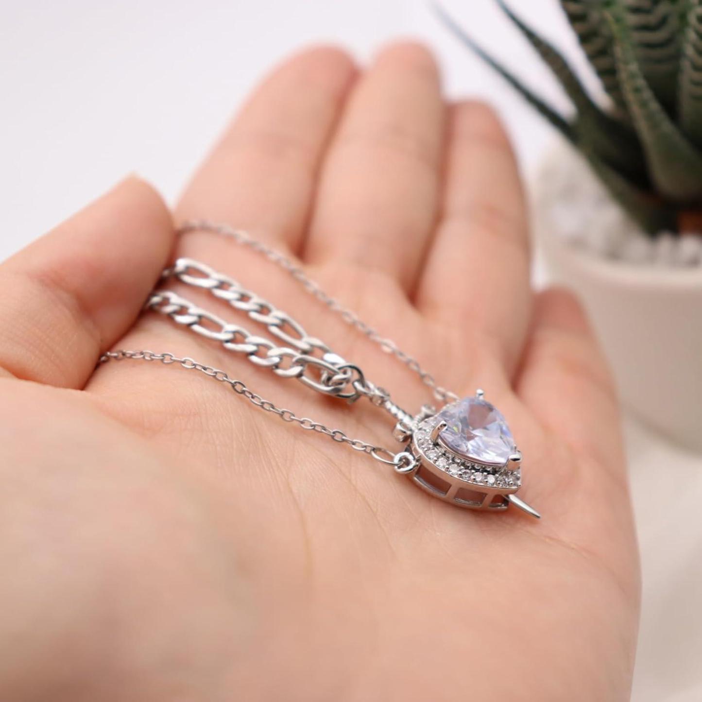 Heart Sword Necklace For Couples Stainless Steel Twist Water Wave Chain Cuban Chain Dainty Trendy Matching Sword And Heart Necklace Set Jewelry Gift - Get Photo Blanket