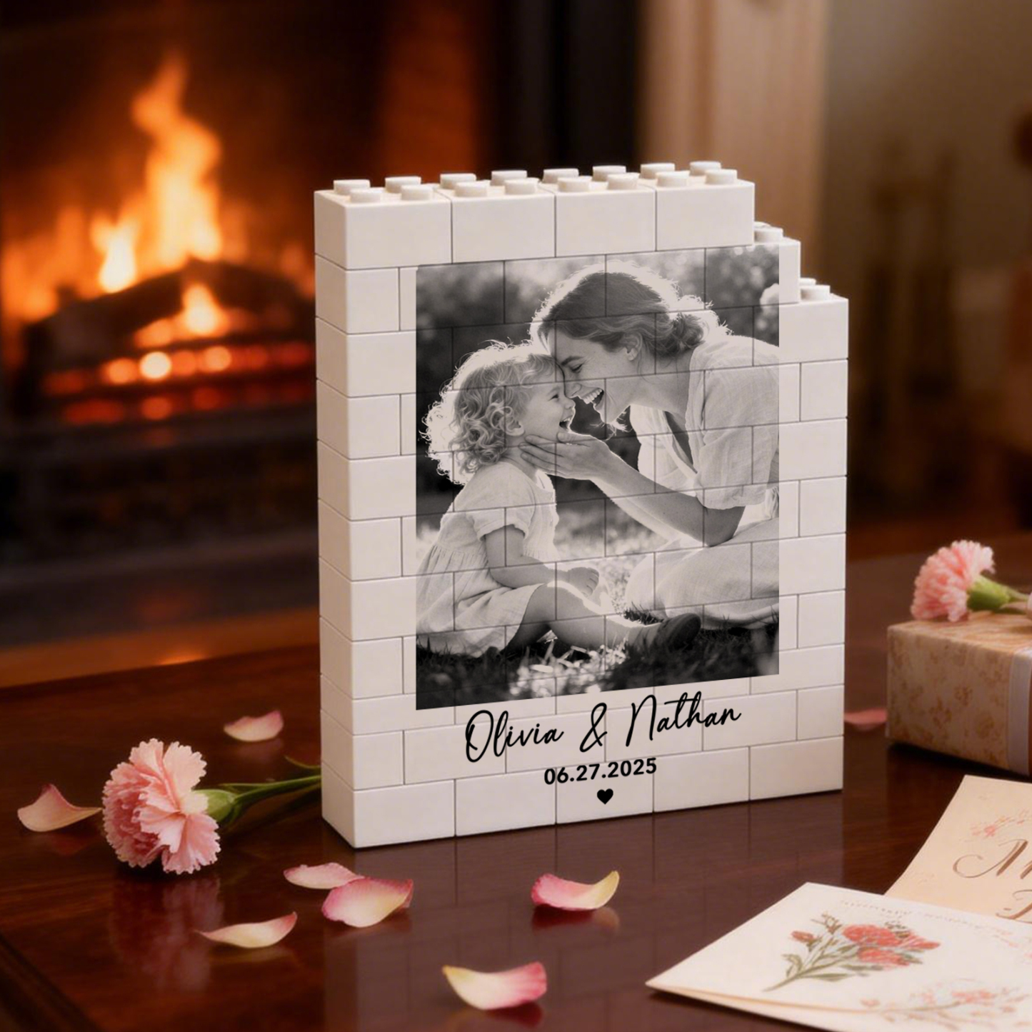 Custom Photo Brick Puzzle Frame – Build Warmth, A Sweet Gift for Mom & Mother's Day - Get Photo Blanket