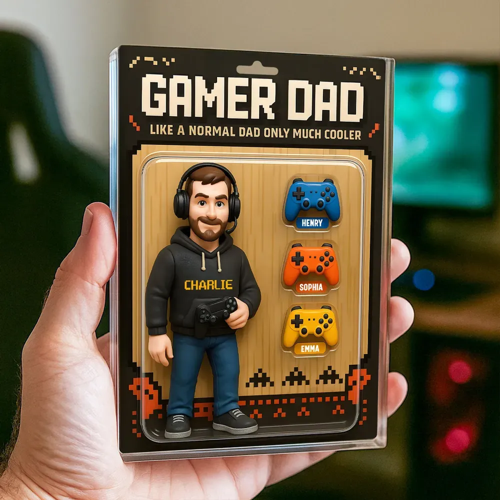 Gamer Dad Cooler Custom Action Figure Personalized Acrylic Block Plaque, Father's Day Gift for Gamer Dad, Gift for Husband - Get Photo Blanket