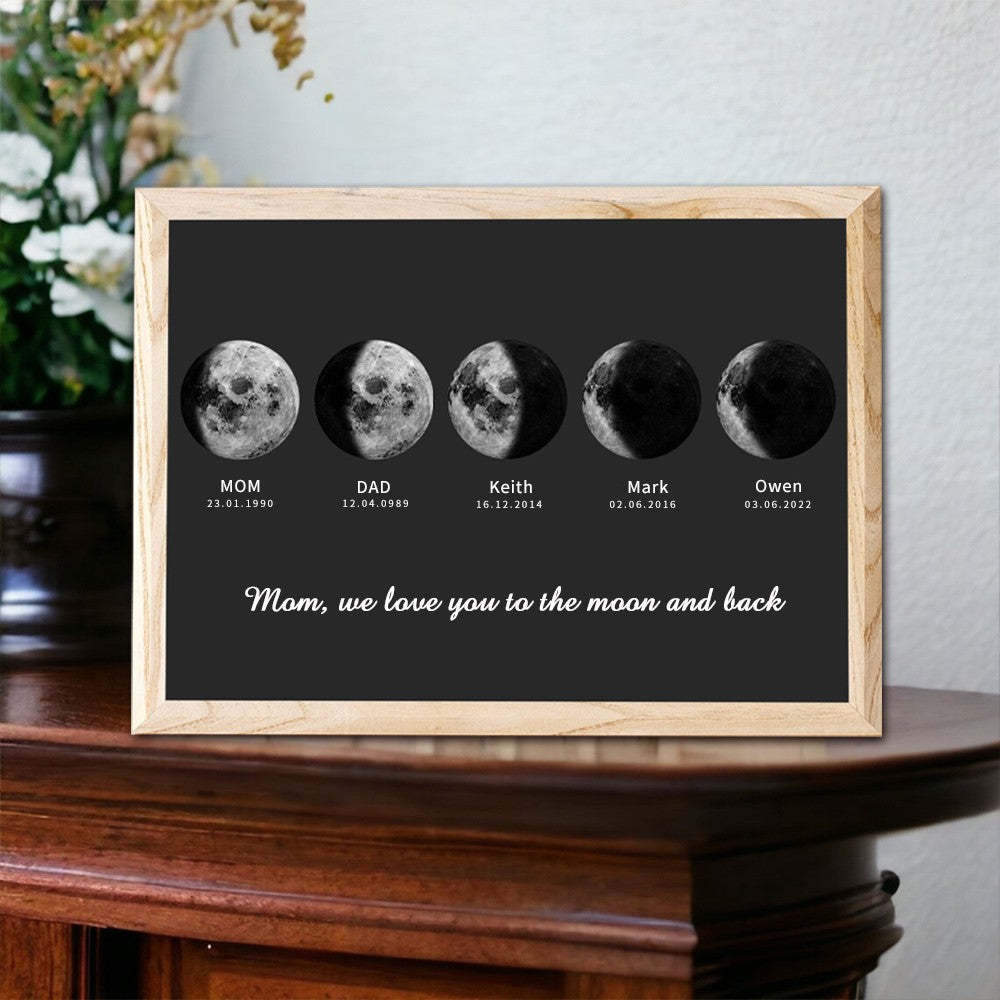 Personalized Moon Phase Wood frame Family Keepsake Gifts Mother's Day Gift