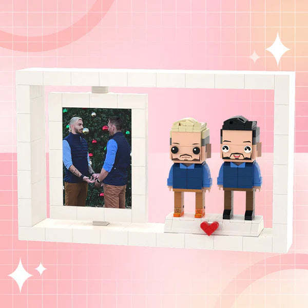 Full Body Customizable 2 People Photo Frame Best Friends Custom Brick Figures Small Particle Block Brick Me Figures - Get Photo Blanket