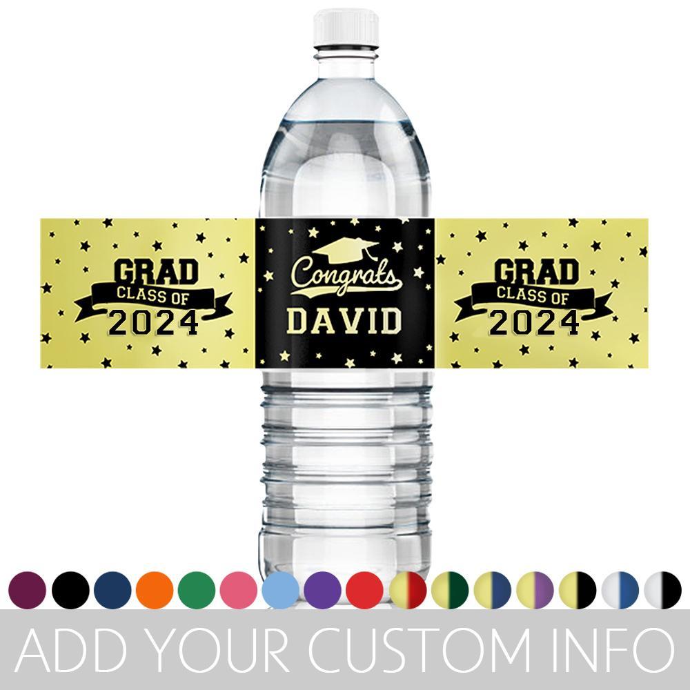 Personalized Class of 2024 Waterproof Graduation Water Bottle Labels Stickers with Name Set of 20 Gift for Graduates