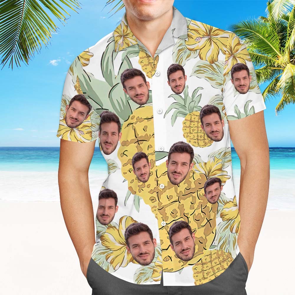 Custom Hawaiian Vintage Shirts Face Button-down Shirts With Hawaiian Style Pattern - Get Photo Blanket