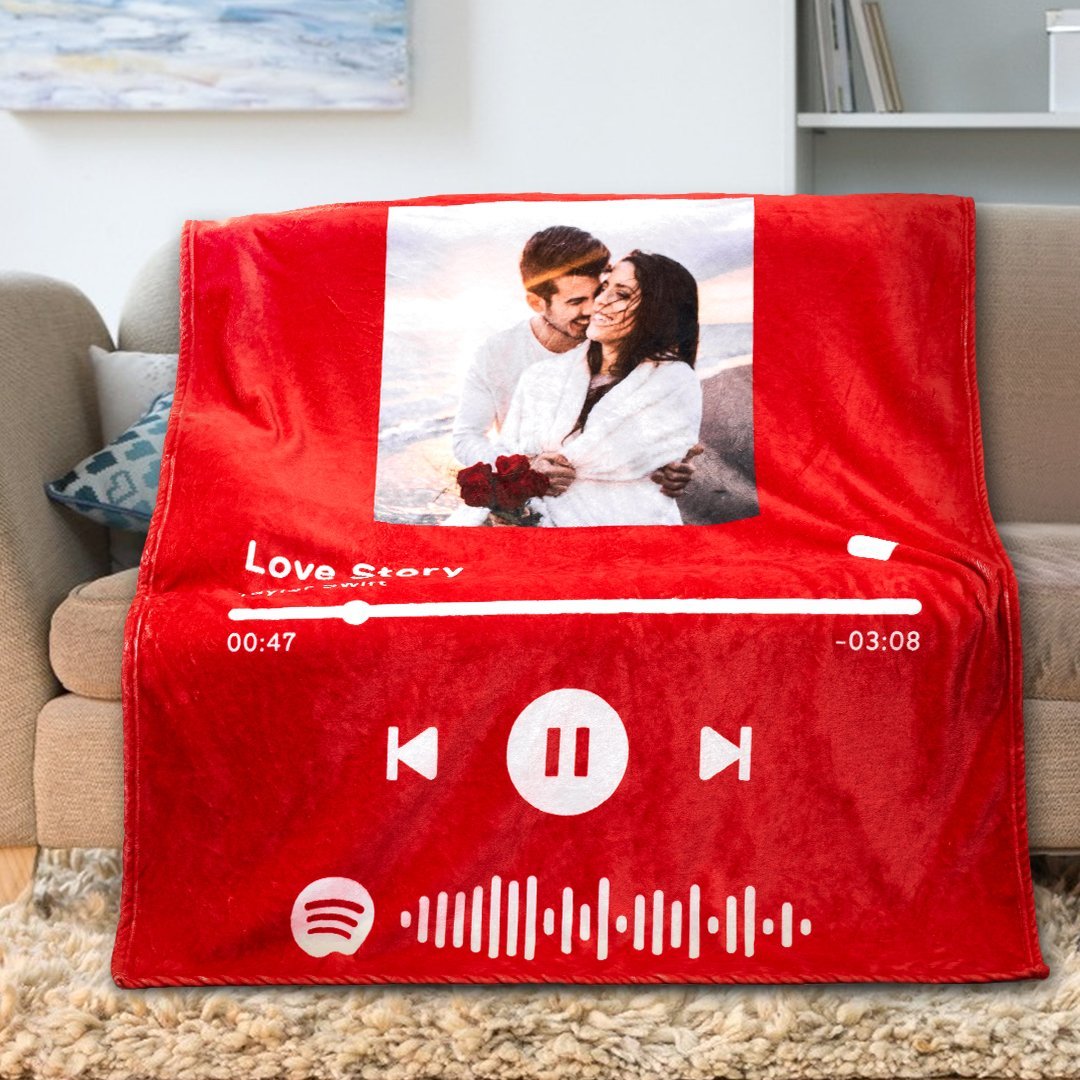 Custom Music Art Gfits Spotify Music Blanket Personalized Photo Blanket  Unique Gift for Her