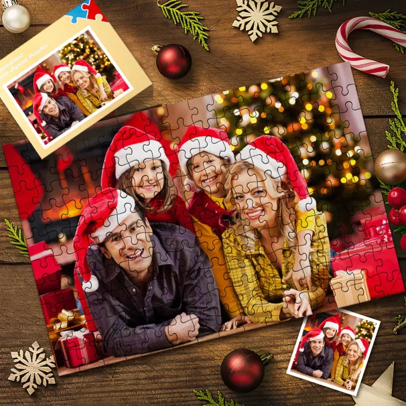 Custom Your Family Christmas Photo Jigsaw Puzzle 35, 150, 300, 500, 1000 Piece