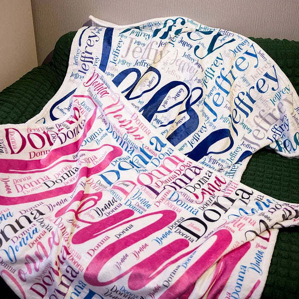 Personalized High-Quality Super Soft Name Family Blanket Birthday Christmas Gift for Kid Family